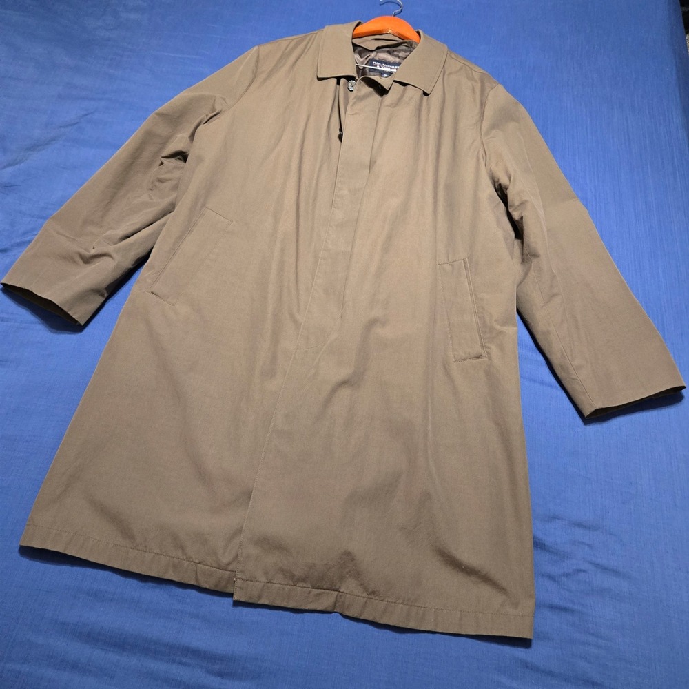 Roundtree & Yorke Raincoat Mens 50 Reg Brown Excellent Wool Liner Trench Coat